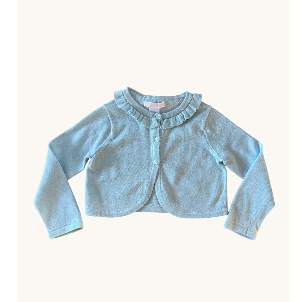 Janie and Jack Robin's Egg Blue Ruffle Collar Bolero Cardigan Girls 2T